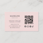 Roze Logo QR Code Foto Kapster Visitekaartje (Achterkant)