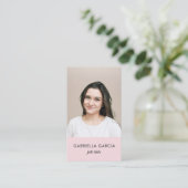 Roze Logo QR Code Foto Professioneel Visitekaartje (Staand voorkant)