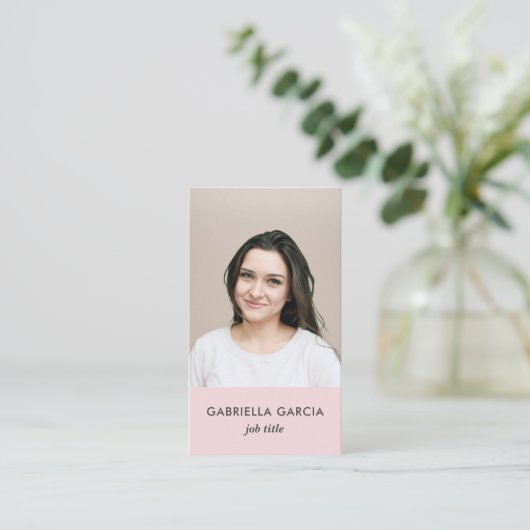 Roze Logo QR Code Foto Professioneel Visitekaartje (Staand voorkant)