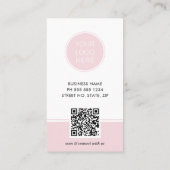 Roze Logo QR Code Foto Professioneel Visitekaartje (Achterkant)