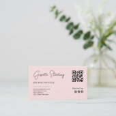 Roze Logo QR Code Minimalistische Professionele Vi Visitekaartje (Staand voorkant)