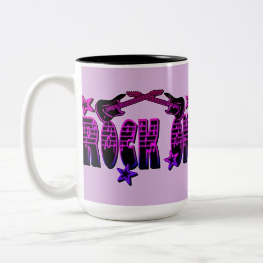 Roze Logo Rock on Guitars & Stars Mok (Links)