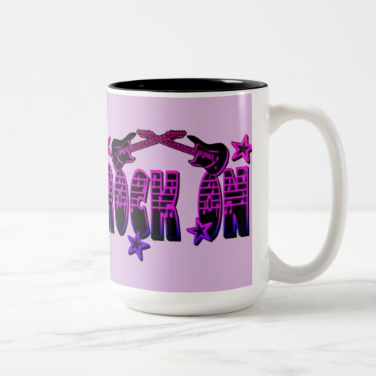 Roze Logo Rock on Guitars & Stars Mok (Rechts)