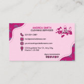 Roze Logo Schoonmaak Service Schattig Girly Profes Visitekaartje (Achterkant)