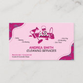 Roze Logo Schoonmaak Service Schattig Girly Profes Visitekaartje (Voorkant)