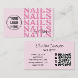 Roze Logo Social Icon QR Code Nagelsalon Visitekaartje