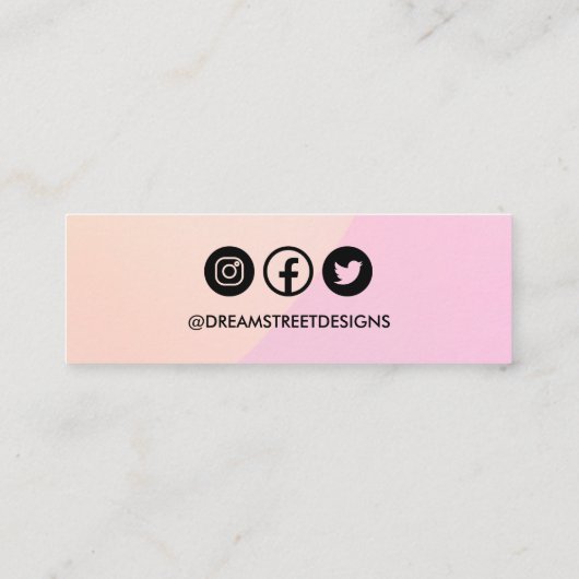 Roze Logo sociale media met roze Kaart voor beelds Mini Visitekaartje (Achterkant)