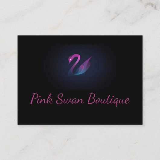 Roze Logo van Swan op Black Visitekaartje Classy (Voorkant)
