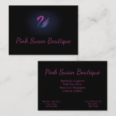 Roze Logo van Swan op Black Visitekaartje Classy (Voorkant / Achterkant)