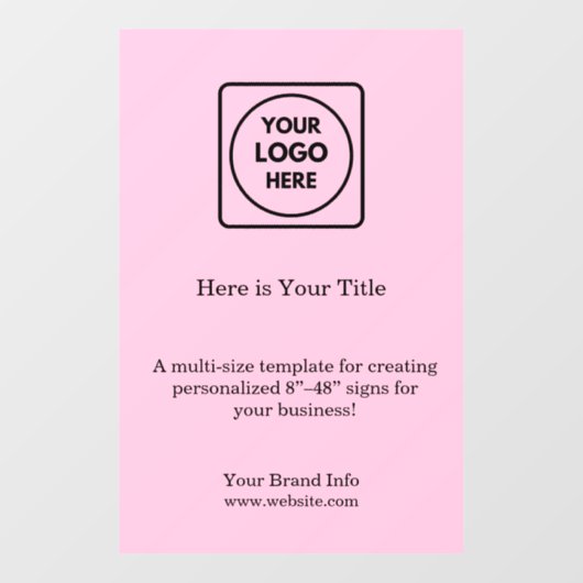 Roze Logo | Vrouwelijke Professionele Branding Raamsticker (Vel)