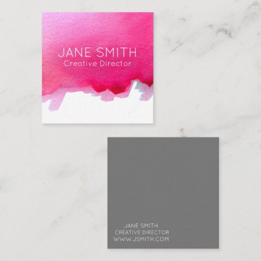 Roze logo waterverf moderne creatieve industrie vierkante visitekaartje (Voorkant / Achterkant)