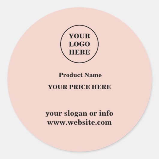 Roze Logo Zakelijke Product Prijs Label Sticker (Voorkant)