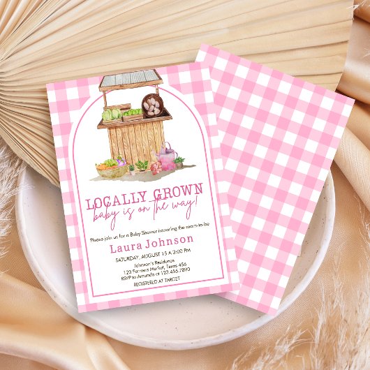 Roze lokaal geteeld Baby shower Kaart