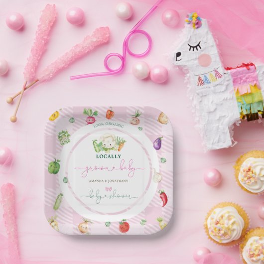 Roze lokaal geteeld Baby shower Papieren Bordje (Feest)