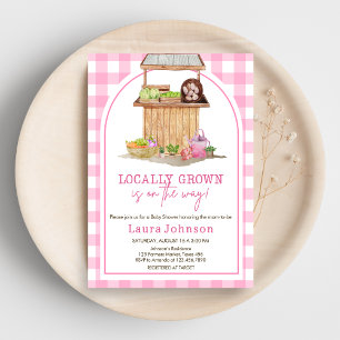 Roze lokaal geteelde boeren markt Baby shower Kaart
