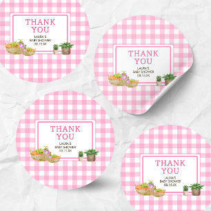 Roze lokaal geteelde boeren markt Baby shower Ronde Sticker