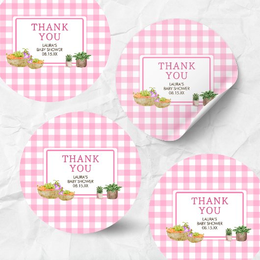 Roze lokaal geteelde boeren markt Baby shower Ronde Sticker