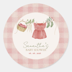 Roze Lokaal Geteelde Boerenmarkt Baby Shower Ronde Sticker
