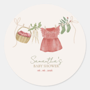 Roze Lokale Boerenmarkt Baby Shower Ronde Sticker