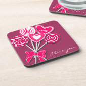Roze lollipop Cork Coster Onderzetter (Linkerzijde)