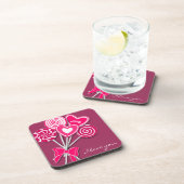Roze lollipop Cork Coster Onderzetter (Rechterzijde)