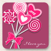 Roze lollipop Cork Coster Onderzetter (Voorkant)