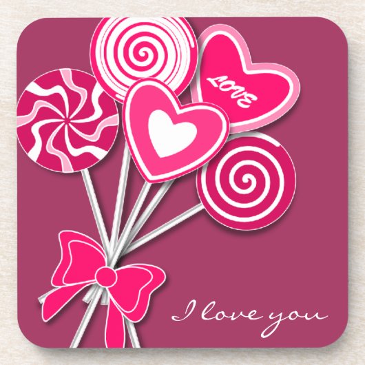 Roze lollipop Cork Coster Onderzetter (Voorkant)