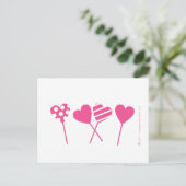 Roze Lollipop Hearts Briefkaart (Staand voorkant)