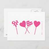 Roze Lollipop Hearts Briefkaart (Voorkant / Achterkant)