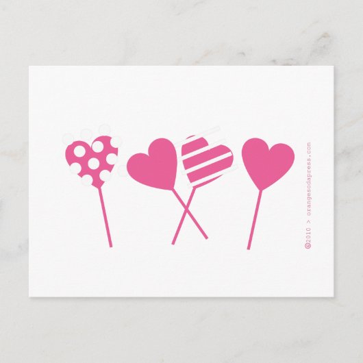 Roze Lollipop Hearts Briefkaart (Voorkant)