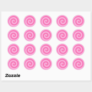Roze Lollipop Swirl Circle Stickers