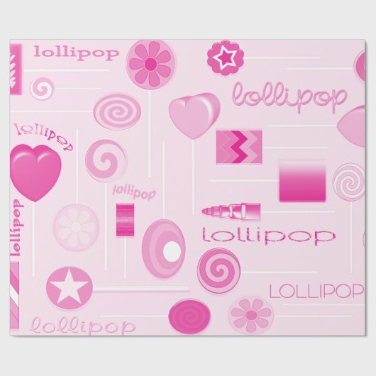 Roze Lollipops Cadeaupapier (Vlak)