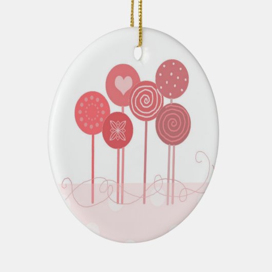 Roze Lollipops Keramisch Ornament (Rechts)