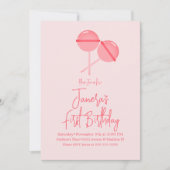 Roze Lollipops Snoep Bar, eerste uitnodiging op za (Voorkant)