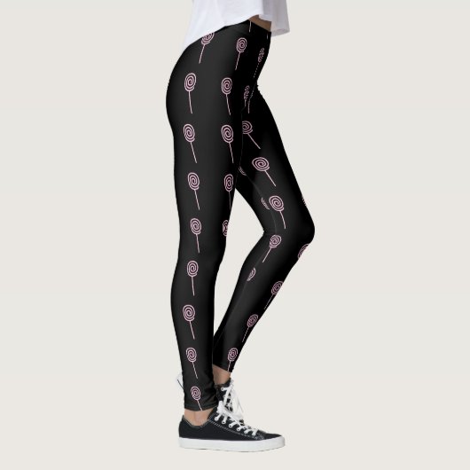Roze Lollipops Vrouwen zwarte Leggings (Rechts)