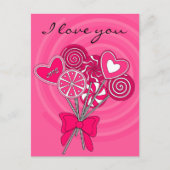 Roze lolly ansichtkaart briefkaart (Voorkant)