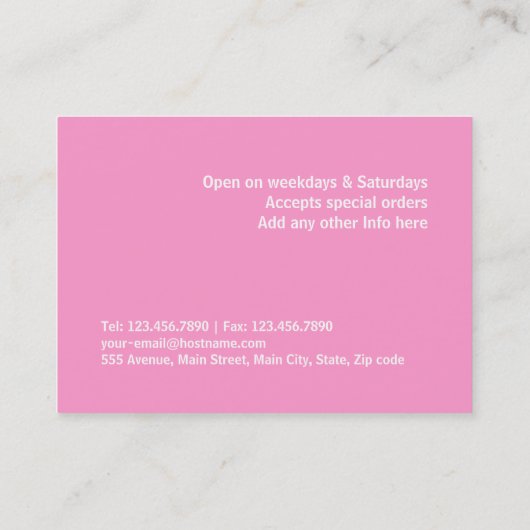Roze Lollypop Visitekaartje (Achterkant)