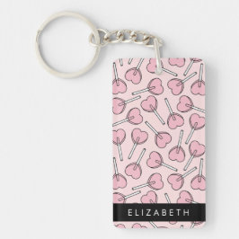 Roze Lolly's, Hart Lolly's, Lolly, Je Naam Sleutelhanger