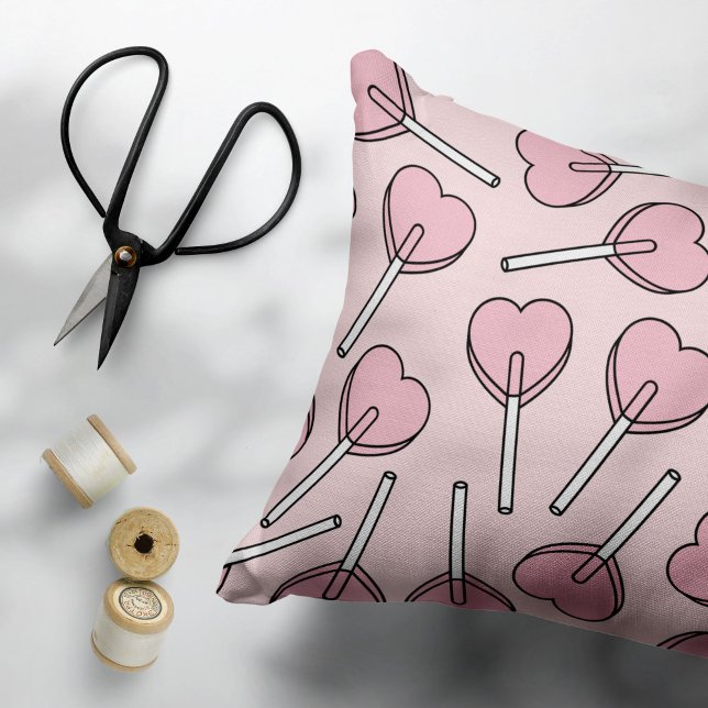 Roze Lolly's, Hart Lolly's, Lolly Patroon Accent Kussen (Creator heeft geüpload)