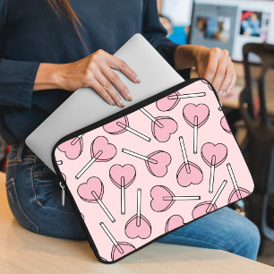 Roze Lolly's, Hart Lolly's, Lolly Patroon Laptop Sleeve