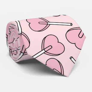 Roze Lolly's, Hart Lolly's, Lolly Stippenpatroon Stropdas