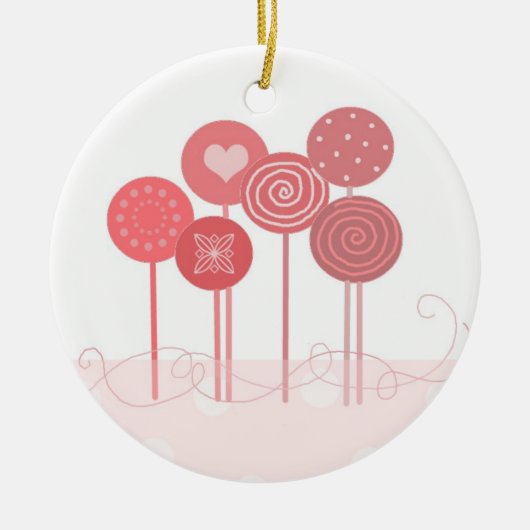 Roze Lolly's Keramisch Ornament (Voorkant)