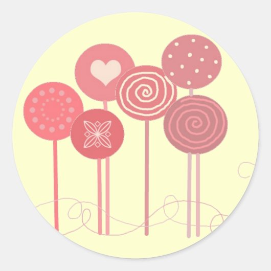 Roze Lolly's Ronde Sticker (Voorkant)