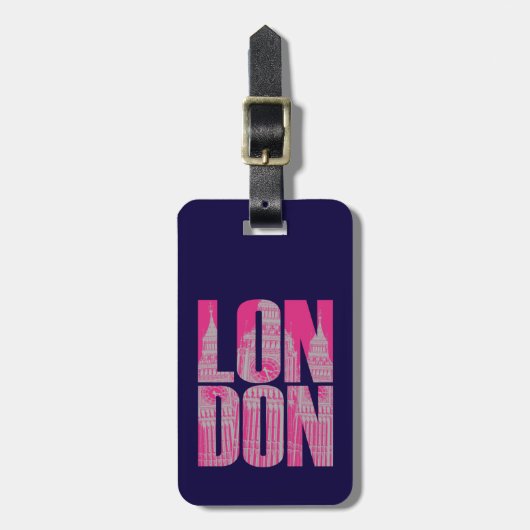 Roze Londen Bagagelabel (Voorkant verticaal)