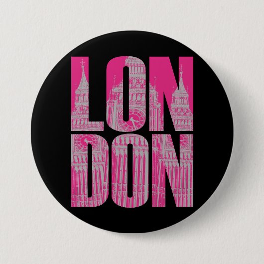 Roze Londen Ronde Button 7,6 Cm (Voorkant)
