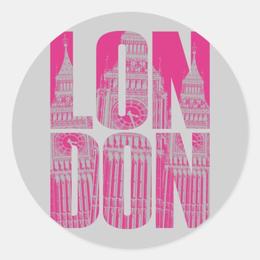 Roze Londen Ronde Sticker (Voorkant)
