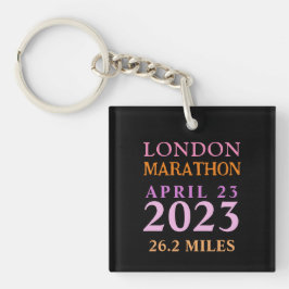 Roze London Marathon Custom Text 23 april Sleutelhanger