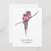 Roze Long Tailed Kolibries Denken aan jou Briefkaart (Voorkant / Achterkant)