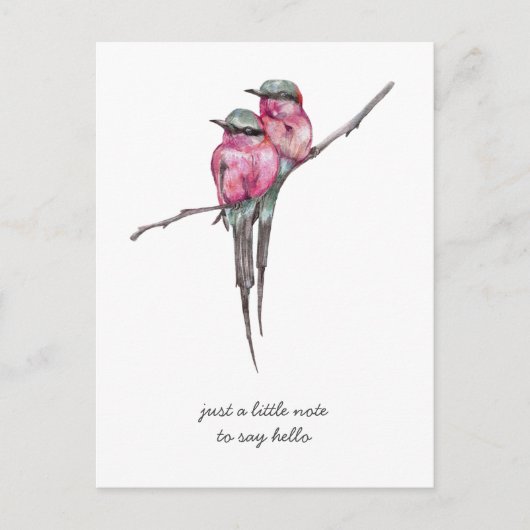 Roze Long Tailed Kolibries Denken aan jou Briefkaart (Voorkant)
