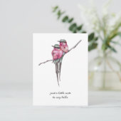 Roze Long Tailed Kolibries Denken aan jou Briefkaart (Staand voorkant)